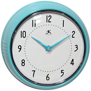Retro Turquoise Metal 9 1/2" Round Wall Clock   #W0987