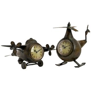Set of 2 Lindbergh Aviation Airplane Clocks   #T9535