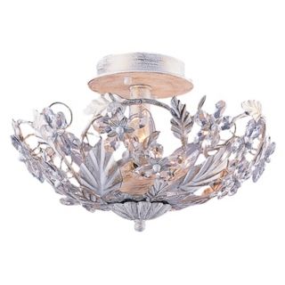 Crystal Flowers 12" Wide Antique White Ceiling Light Fixture   #92673
