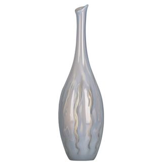 White and Clear 12 3/4" High Art Glass Vase   #J0396