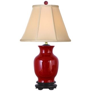 Oxblood Red Sculpted Vase Porcelain Table Lamp   #V2513