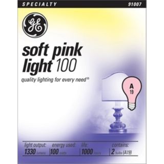 GE 2 Pack 100 Watt Soft Pink Light Bulbs   #91007