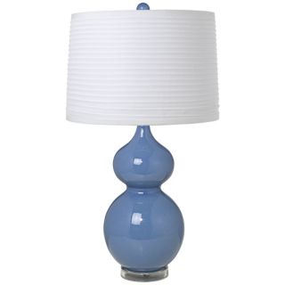 White Pleated Shade Double Gourd Slate Blue Ceramic Table Lamp   #T5903 20281