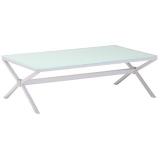 Zuo Xert White Finish and Glass Coffee Table   #V8411