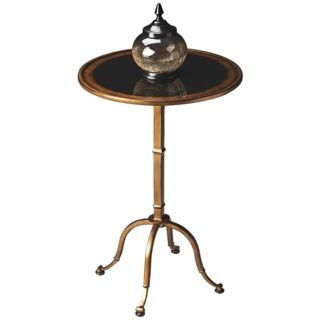 Metalwork Reverse Painted Glass Accent Table   #U7805