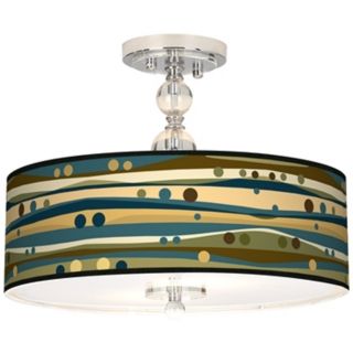 Dots And Waves Giclee 16" Wide Semi Flush Ceiling Light   #N7956 P9855