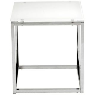 Sandor Pure White Glass Side Table   #X7386