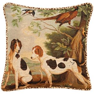 Dogs Animal Print Velvet Welt Cord 19" Square Throw Pillow   #T6241