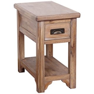 Blanched Oak Wood Chairside Small End Table   #X8390