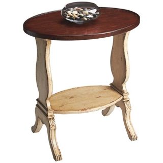 Vanilla and Cherry Wood Oval Accent Table   #U4776