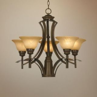 Bronze with Amber Scavo Glass 25" Wide Chandelier   #P2709
