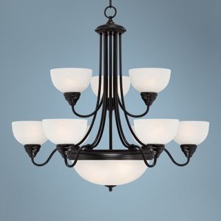 Conroy White Marble 30 1/2 Wide Bronze Entry Chandelier   #W4507