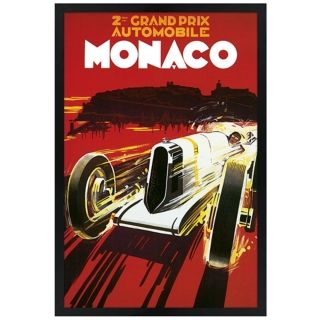 Monaco Grand Prix 30" High Black Rectangular Giclee Wall Art   #M8639 M9724