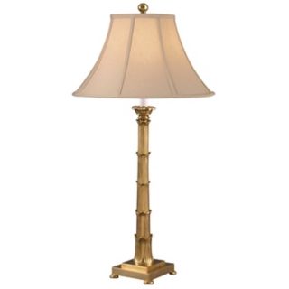 Brass Ribbed Palm Column Table Lamp   #F3221