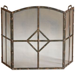 Lincoln Raw Steel Iron Fireplace Screen   #V0467