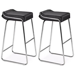 Zuo Set of Two Black Wedge 32" High Barstools   #G4145