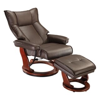 Morgan Espresso Faux Leather Ottoman and Swiveling Recliner   #K7871