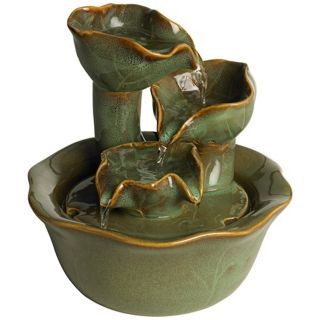 Organic Water Lily Ceramic Tabletop Fountain   #V7871