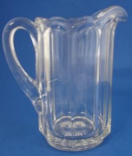 Glass Paneled Juice Pitcher Scalloped Rim Vintage