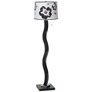 Black and White Flower Wave Stick Floor Lamp   #T4660 U1439