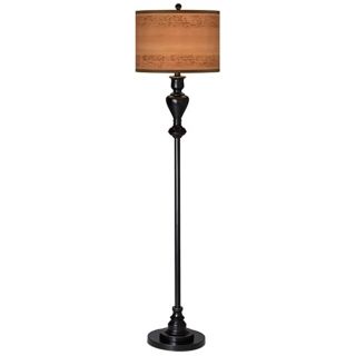 Paisley Trim Giclee Glow Black Bronze Floor Lamp   #W9956 X2912