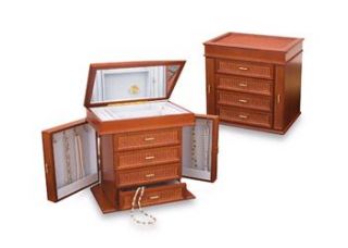 Reed and Barton Ava Jewelry Box Chest Cherry Wood MSRP $200 00 New