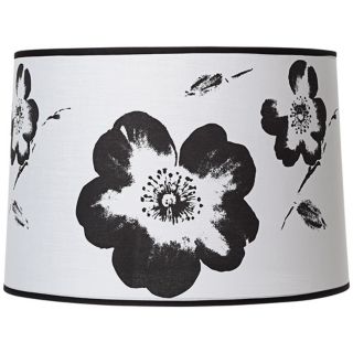 White and Black Flower Graphic Drum Shade 15x16x11 (Spider)   #U1439