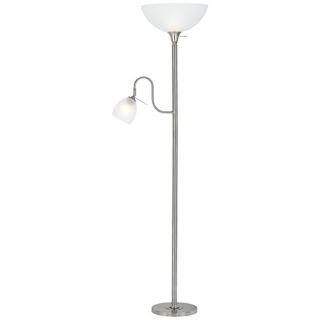 Brushed Steel Torchiere with Reading Light   #P9585