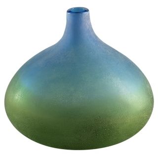 Vizio Blue and Green 9 3/4" High Art Glass Vase   #J0389