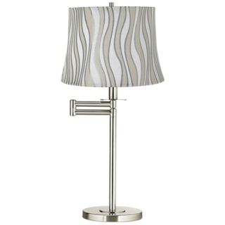 Gray Curved Stripes Brushed Nickel Swing Arm Desk Lamp   #41253 V3721