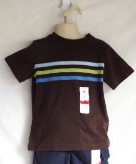 Jumping Beans Boys Brown Striped Short Sleeve T Shirt Tee Sizes 2T 3T