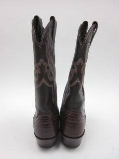Justin Brown Espresso Embroidered Cowboy Boots Sz 6