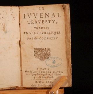 1662 Le Juvenal Travesty in Vers Burlesques Colletet