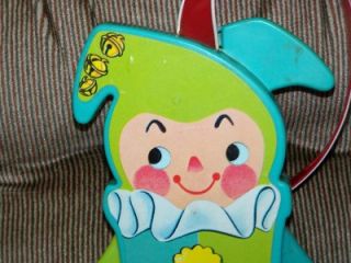 Fisher Price Jolly Jumping Jack Jester Squeaky Pull Toy 1969