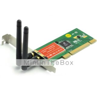 USD $ 26.29   802.11N High Speed Wireless PCI Card with Dual Antenna