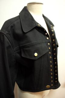 Vtg 80s Mens Junior Gaultier Black Denim Jacket Sz 48