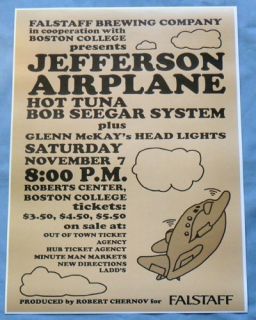 Jefferson Airplane Concert Poster Boston 1970 Bob Seger System Hot