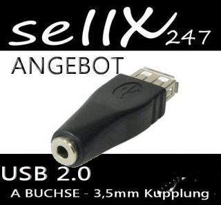 USB A Buchse Klinke BU 3 5mm mm Audio Adapter Verbinder