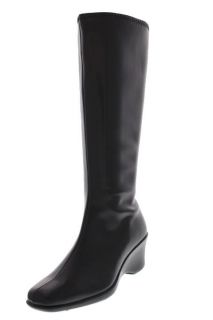 Karen Scott New Venice Black Pleather Wedges Knee High Boots Shoes 6