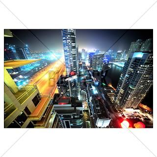 United Arab Emirates Dubai Skyline At Night Poster