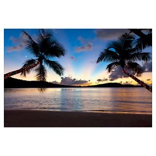 Wall Art  Posters  Christmas palm trees at sunset