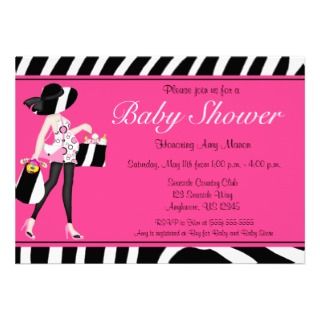 Pink Zebra African American Baby Shower Invite