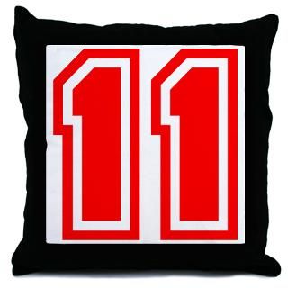 Varsity Uniform Number 11 (Red) Throw Pillow