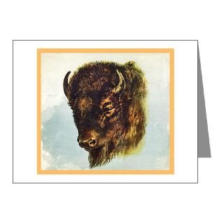 Animal Note Cards  Buffalo Bison Head Label Note Cards (Pk of 10