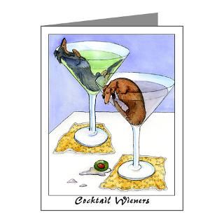 Art Note Cards  Longhaired Cocktail Weiners Note Cards (Pk of 10