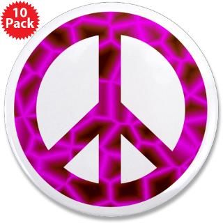 Chick Buttons  Pink Psychedelic Peace Sign 3.5 Button (10 pack