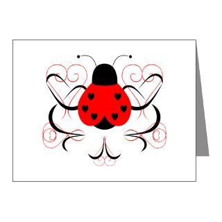 > Bug Note Cards > Cute Artsy Heart Ladybug Note Cards (Pk of 10