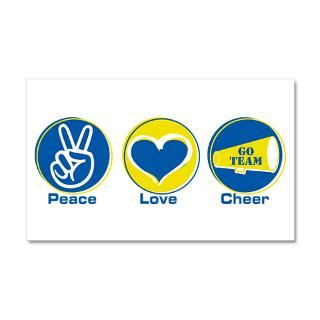 Blue Gifts  Blue Wall Decals  Peace Love Cheer BlYel 22x14 Wall