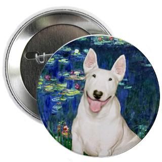 Gifts  Bull Terrier Buttons  Lilies5   Bull T #4 2.25 Button