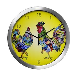 Rooster and Hen Modern Wall Clock for $42.50